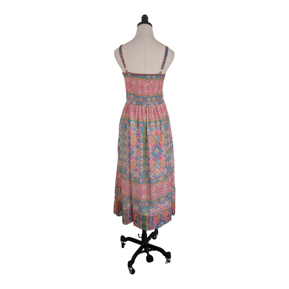 Gretchen Scott Midi Dress S Muli Floral Tropical Colorful Beachy Sundress Resort - Picture 3 of 11